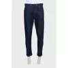 Men's dark blue mid-rise jeans