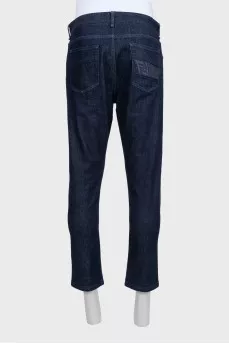 Men's dark blue mid-rise jeans