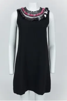 Black sleeveless dress with sequins