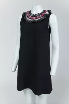Black sleeveless dress with sequins