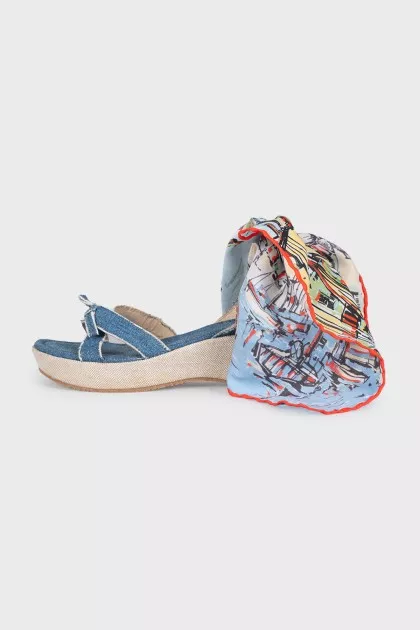 Denim lace-up sandals