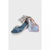 Denim lace-up sandals