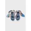 Denim lace-up sandals