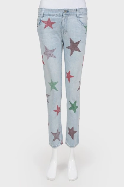 Star print jeans