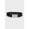 Black leather bracelet with logo