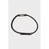 Black leather bracelet with logo