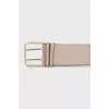 Wide leather belt with square buckle