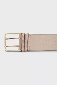 Wide leather belt with square buckle