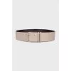 Wide leather belt with square buckle