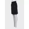 Пряма спідниця з кашеміру з обробкою зі шкіри