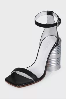 Leather sandals with chunky heels