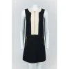 Black and beige sleeveless zip dress with tag