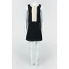 Black and beige sleeveless zip dress with tag