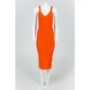 Orange tight -fitting dress on straps