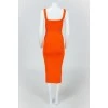 Orange tight -fitting dress on straps