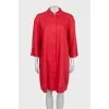 Red button-down maxi dress