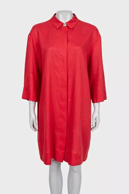 Red button-down maxi dress
