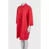 Red button-down maxi dress