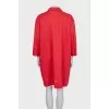 Red button-down maxi dress