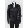Black silk blouse with rhinestones