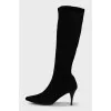 Suede slip-on boots with heels