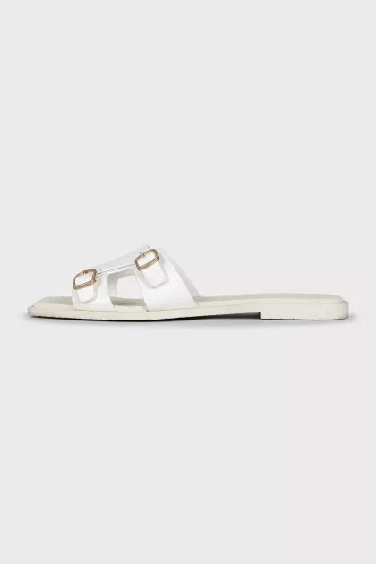 White leather flip-flops