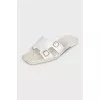 White leather flip-flops