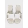 White leather flip-flops