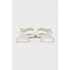 White leather flip-flops