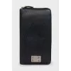 Men's textured leather zippered wallet