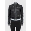 Leather jacket with textile inserts