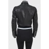 Leather jacket with textile inserts