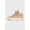 High-top leather sneakers with zippers