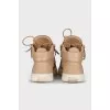 High-top leather sneakers with zippers