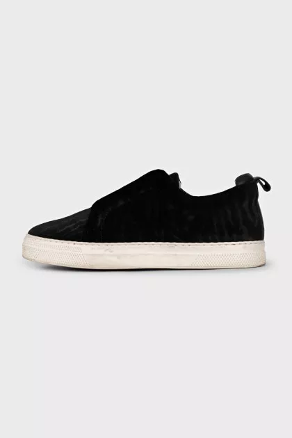 Velvet slip-on sneakers