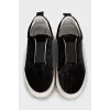 Velvet slip-on sneakers