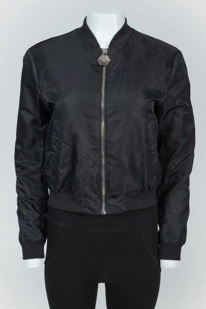 Black Skull Print Nylon Jacket