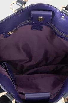 Textured leather bag with logo