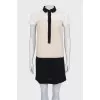Black and white straight-cut lace dress