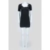 Black knit dress with chain and U-neck