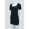 Black knit dress with chain and U-neck