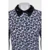 Animal print dress with embellished collar
