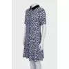 Animal print dress with embellished collar