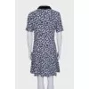 Animal print dress with embellished collar