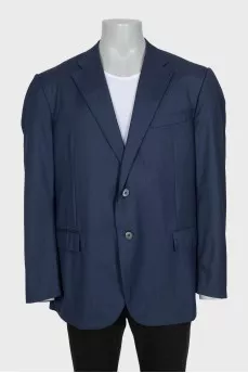 Men's blue wool single-breasted jacket