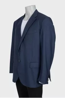 Men's blue wool single-breasted jacket