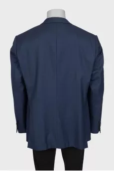 Men's blue wool single-breasted jacket
