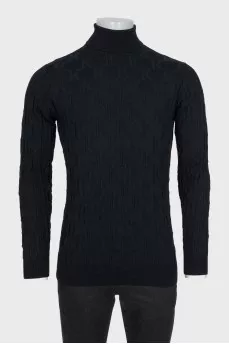 Men's black wool turtleneck