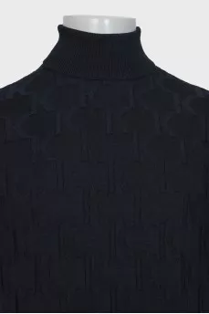 Men's black wool turtleneck