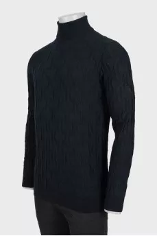 Men's black wool turtleneck